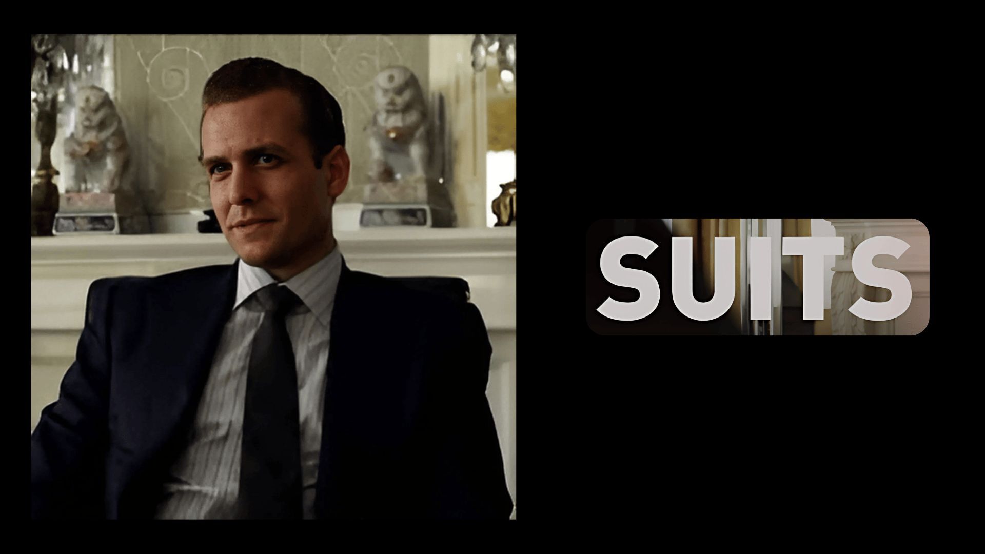 Scene of Suits plus logo- Collage made by the author (Source: Netflix/USA Network)