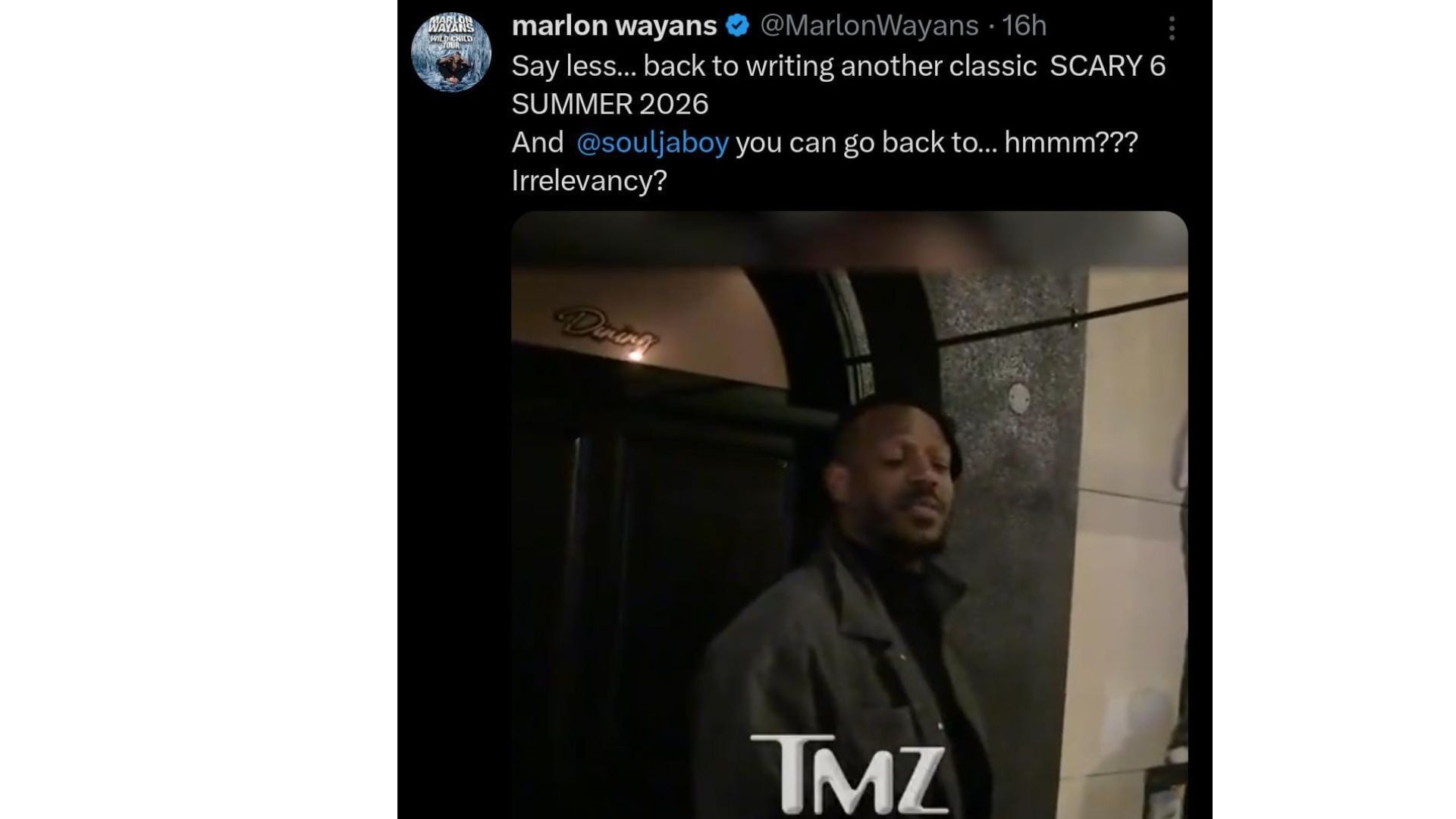 Marlon Wayans takes another jibe at Soulja Boy (image via X)