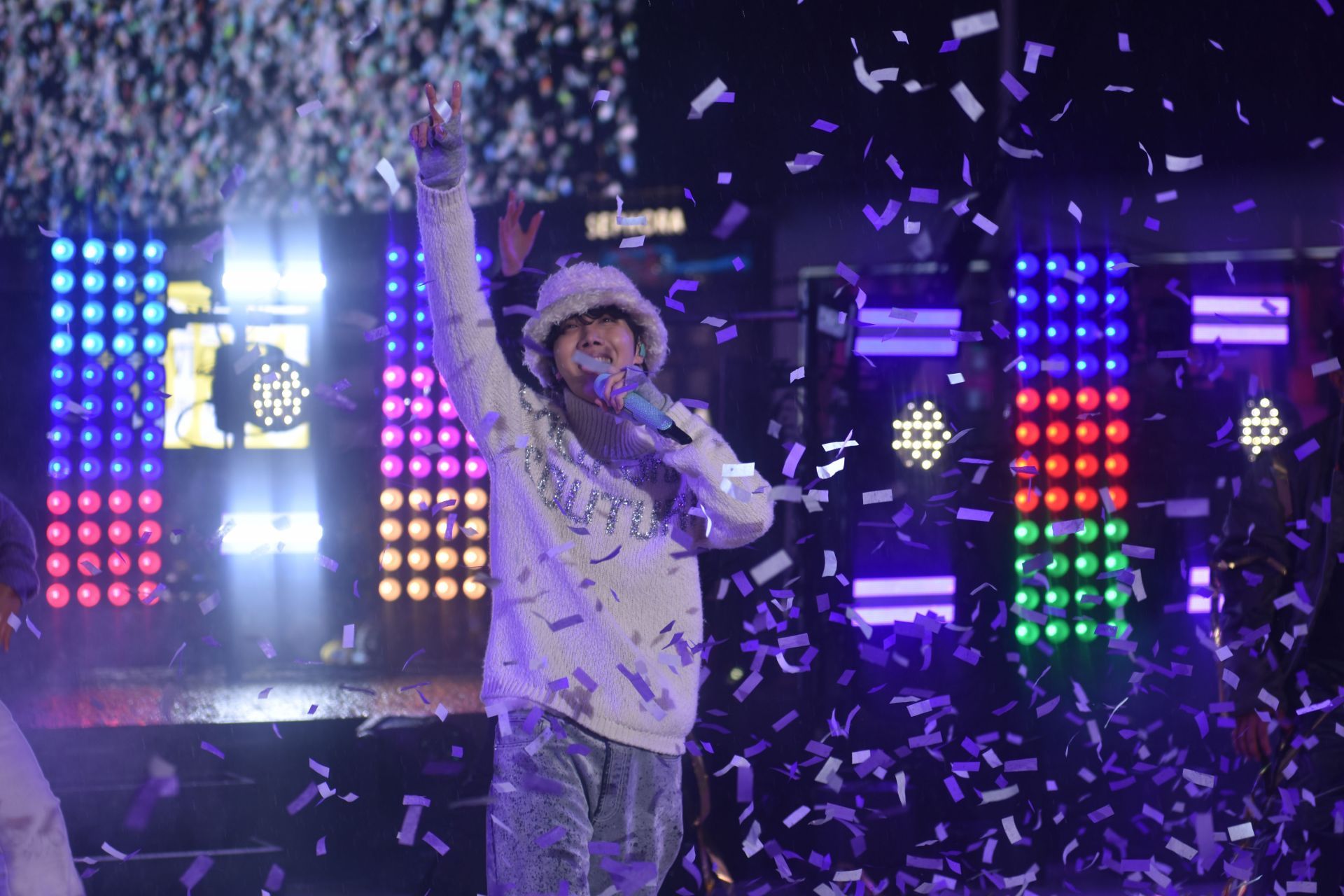 J-Hope performs in Times Square... - Source: Getty