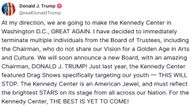 Trump's recent announcement regarding the cultural center in Washington DC (Image via Truth Social/@realDonaldTrump)
