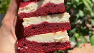 Red Velvet Bourbon Cheesecake Bars (Image via Instagram / @wakepraybake.pg)