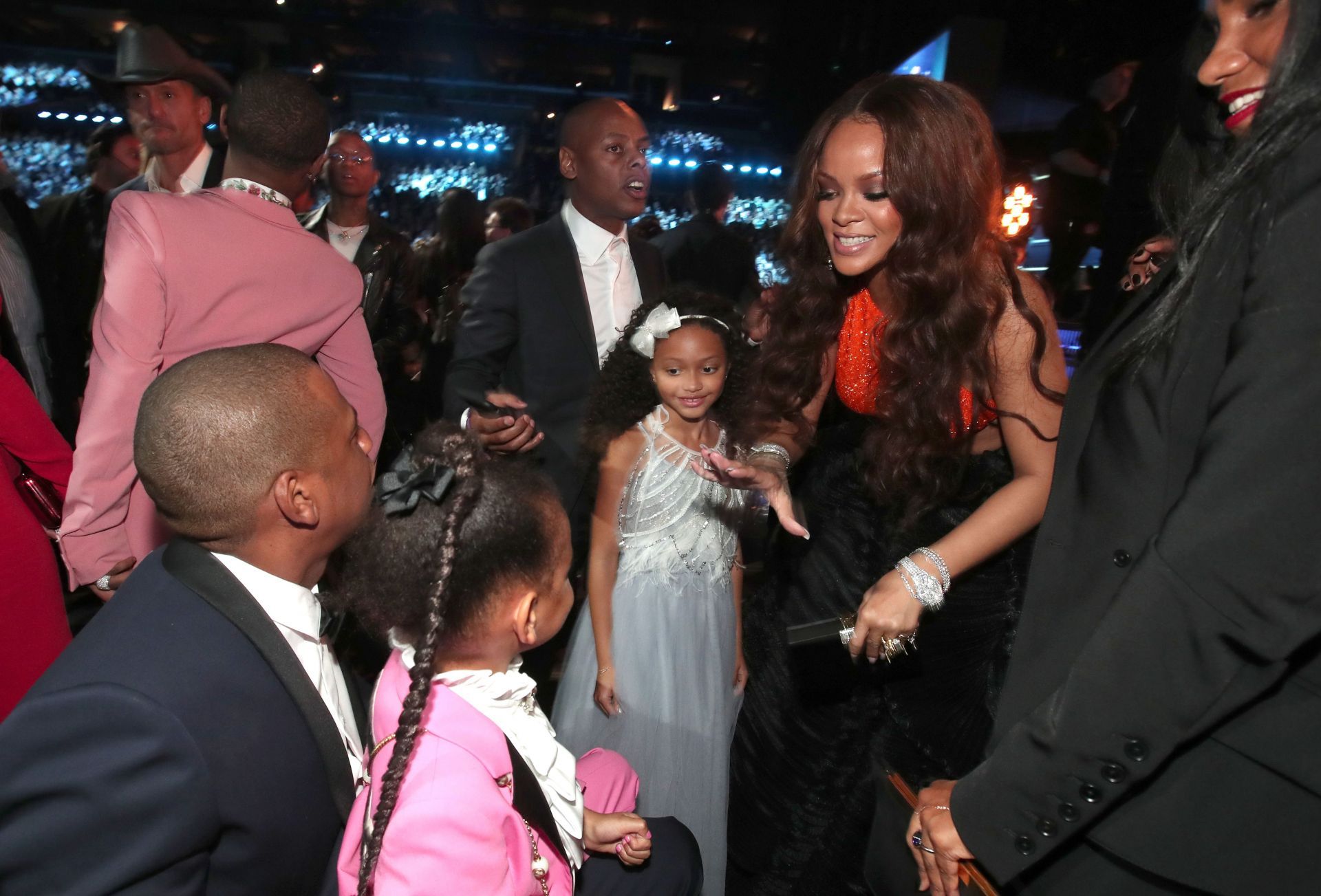 Jay-Z and Rihanna at the 59th GRAMMY Awards (Image via Getty)