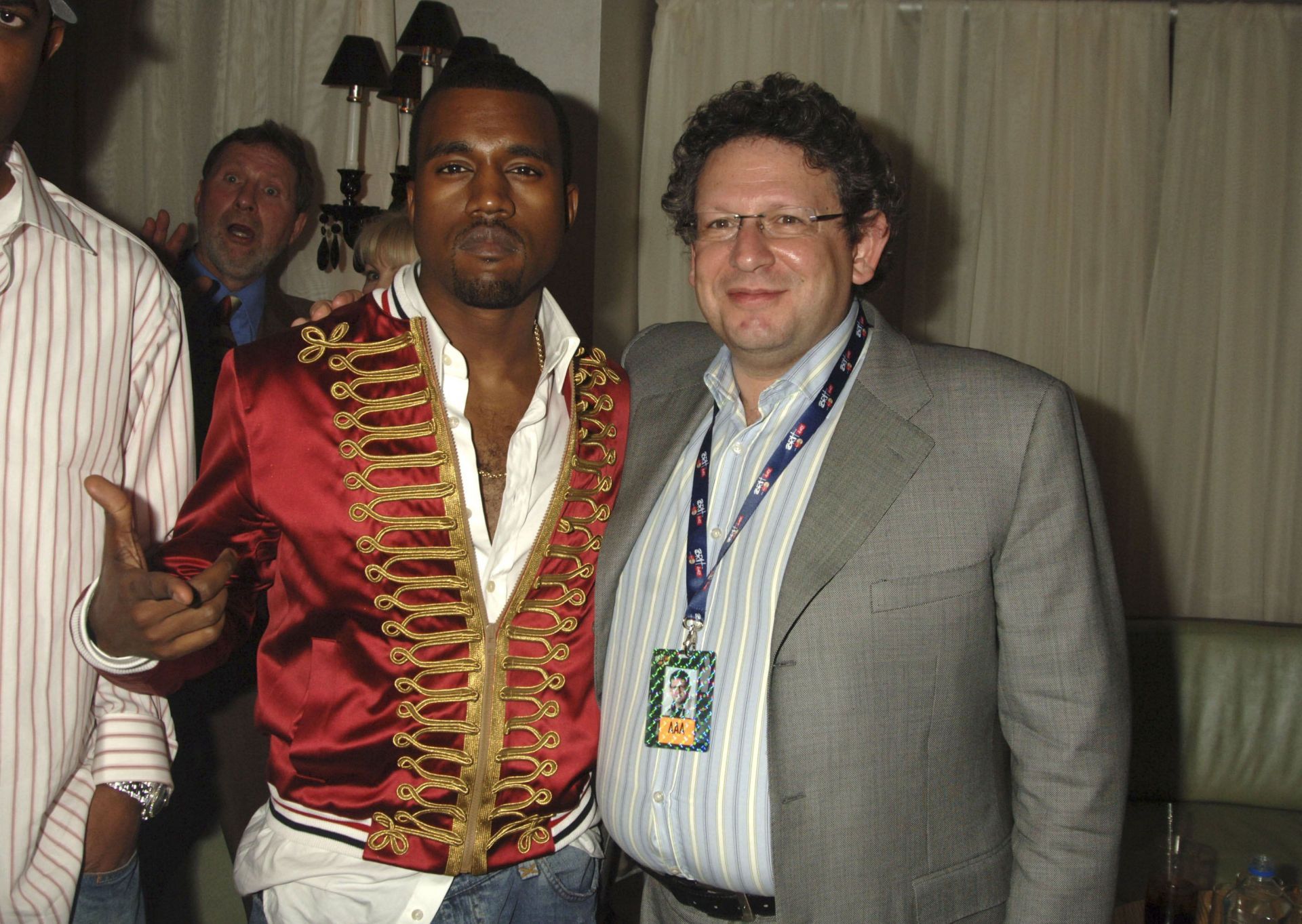 Rapper Kanye West and Universal Chairman Lucian Grainge at the Universal Records after-party following The BRIT Awards 2006, held at Nobu Berkeley in London on February 15, 2006. (Photo by Dave Benett/Getty Images)