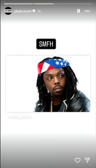 Playboi Carti's Instagram story about the death of Young Scooter ( Image via Instagram / @playboicarti )