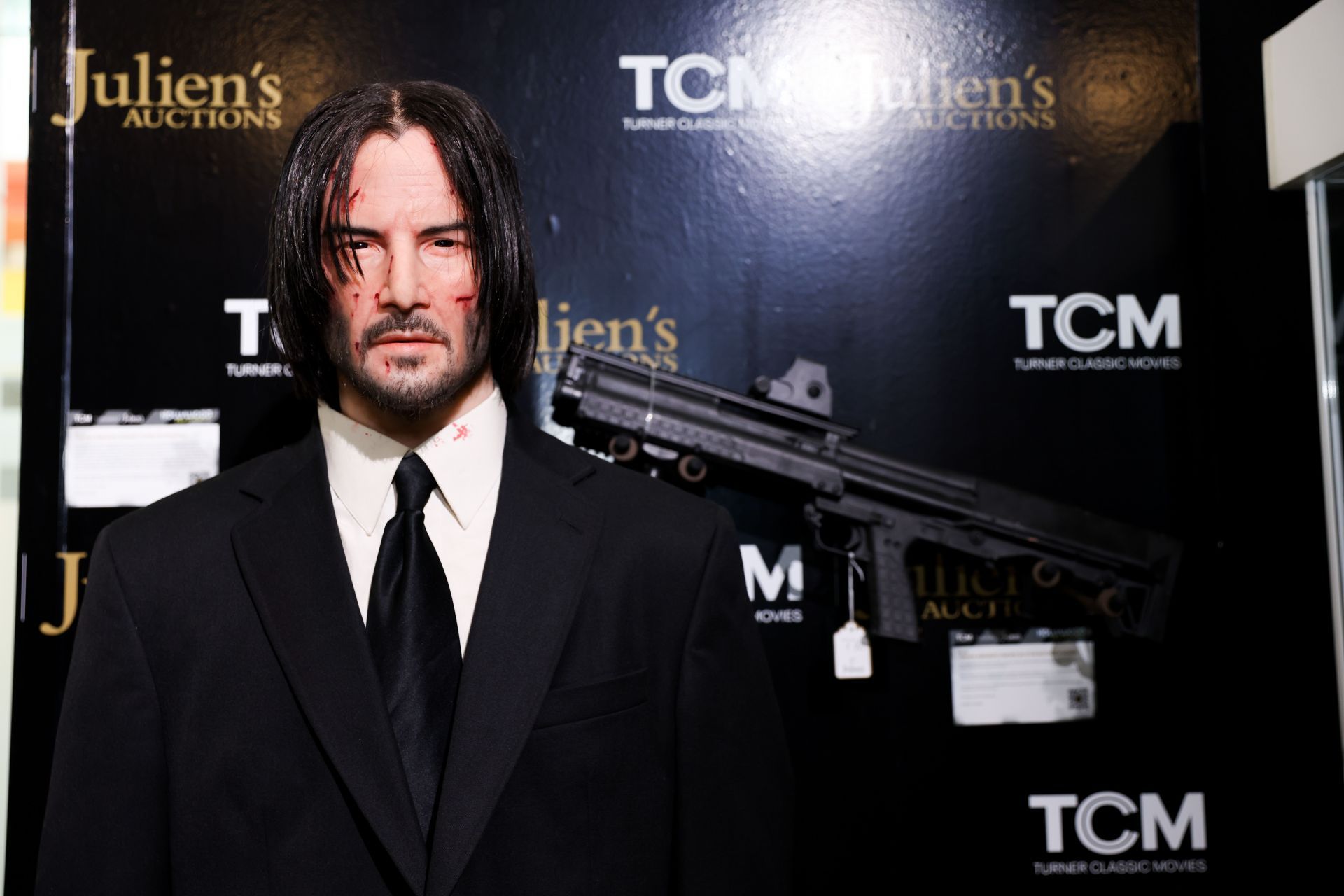 Keanu Reeves &quot; John Wick&quot; on display during Julien&#039;s Auctions And Turner Classic Movies Presents &quot;Hollywood: Classic And Contemporary&quot; at Julien&#039;s Auctions on April 17, 2023 in Beverly Hills, California. | Image via: Getty