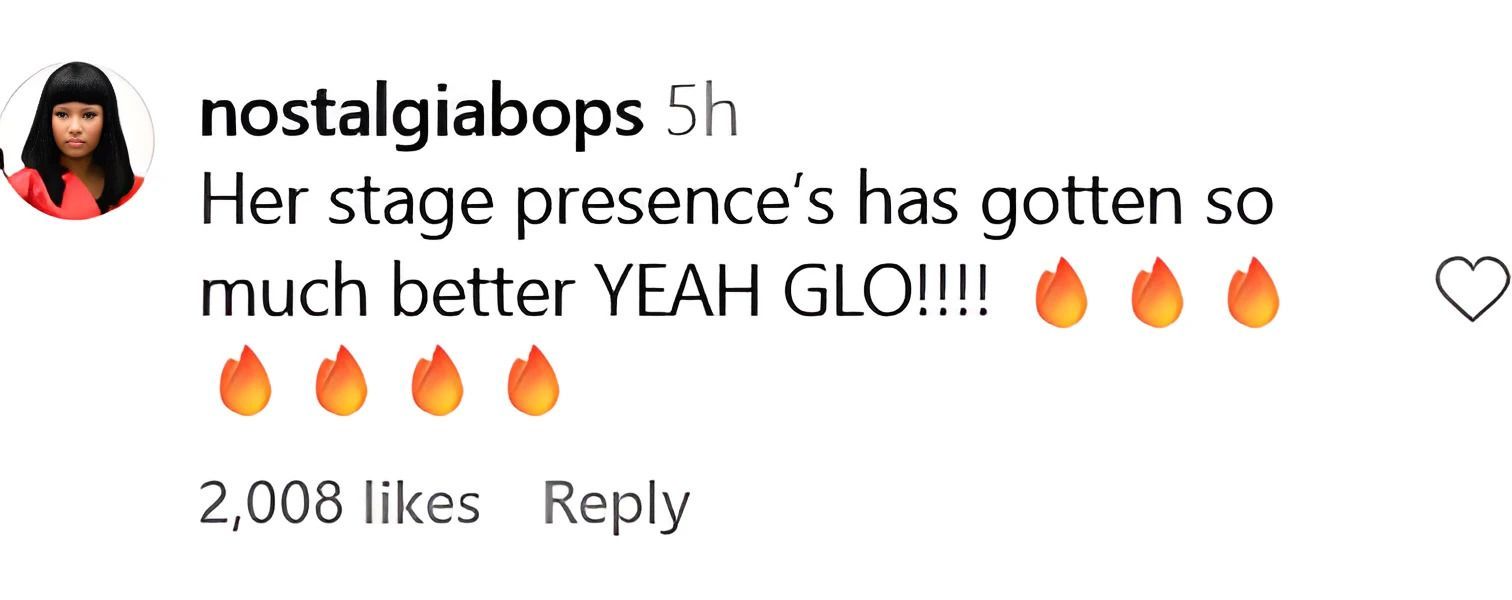 Another user compliments GloRilla&#039;s stage presence (image via @nostalgiabops on Instagram)