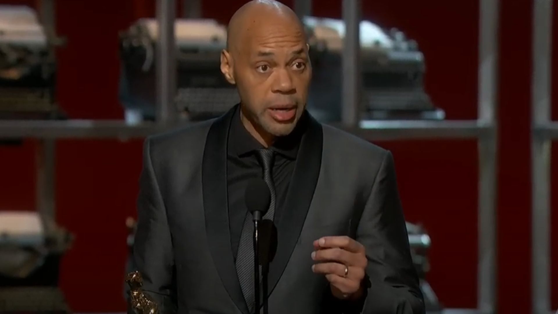 John Ridley winning Best Adapted Screenplay for 12 Years a Slave | Image via Oscars