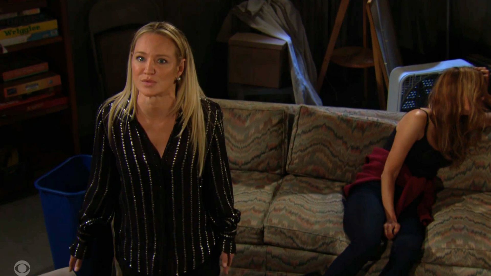 Sharon reasons with a voice on The Young and the Restless | Image: CBS