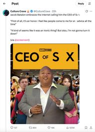 Jacob Batalon, the CEO of S*x (Image via X/@CultureCrave)