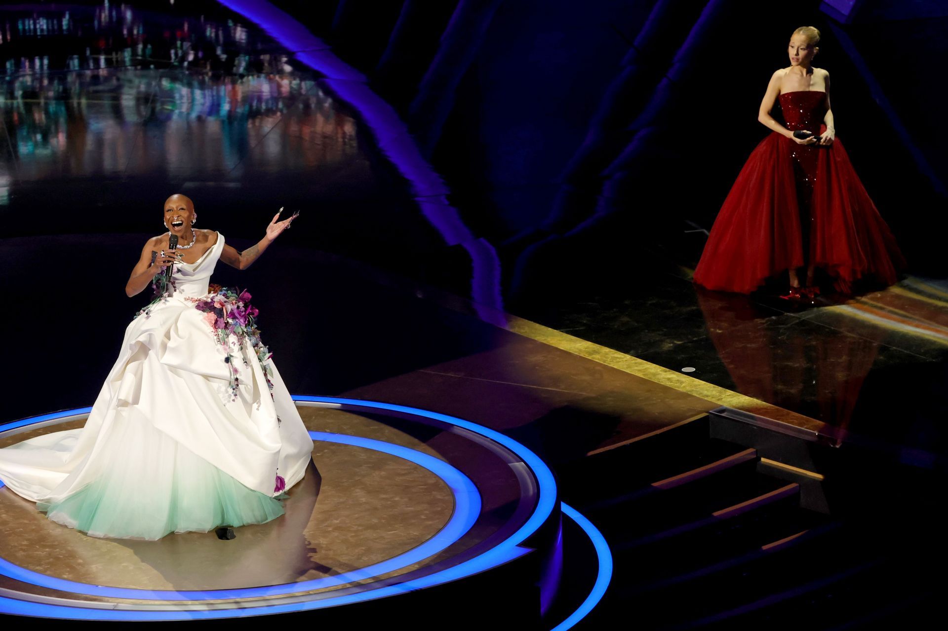 Cynthia Erivo and Ariana Grande perform onstage during the 97th Annual Oscars. (Image via Getty)