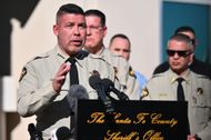 Santa Fe County Sheriff Adan Mendoza speaks during a press conference at the Santa Fe County Sheriff's Office. (Image via Getty)