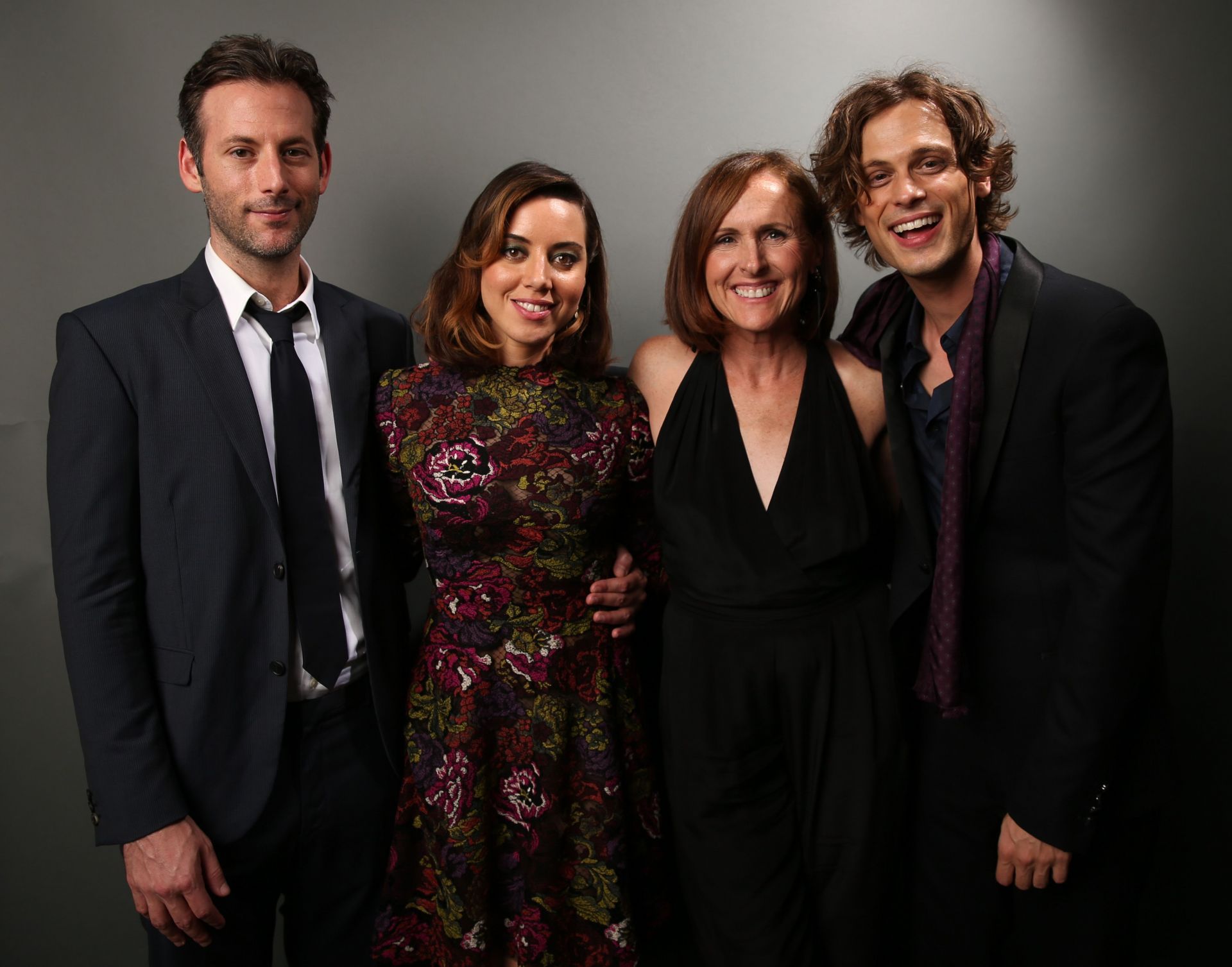 Jeff Baena and Aubrey Plaza with Molly Shannon and Matthew Gray Gubler during Sundance NEXT FEST in 2014. (Image via Getty)