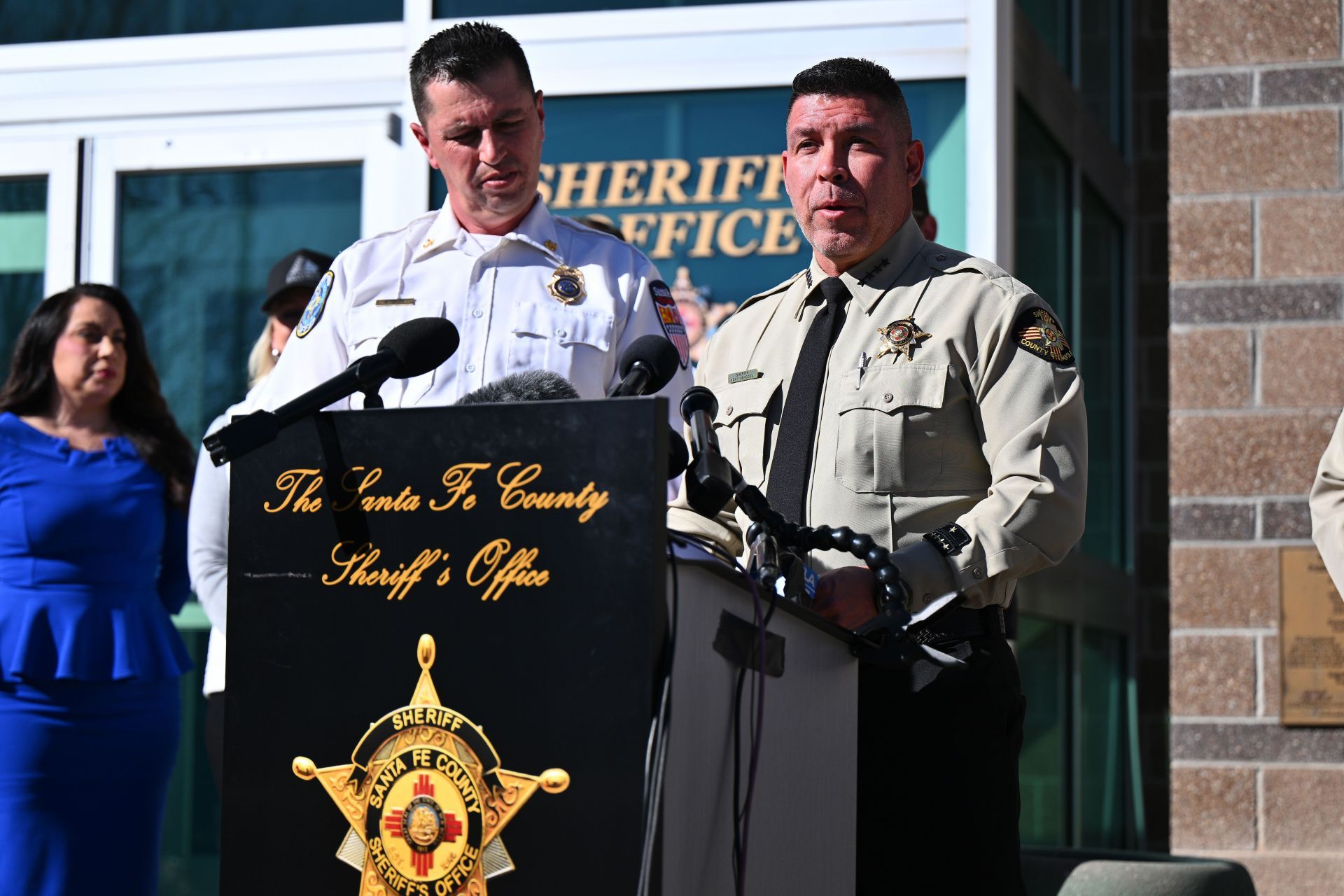 Santa Fe County Sheriff Adan Mendoza during a press conference to provide an update on the investigation into the deaths of Gene Hackman and Betsy Arakawa on February 28, 2025. (Image via Getty)