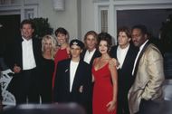 Alexandra Paul with her co-stars at the Baywatch 100th Episode Anniversary Celebration in 1994. (Image via Getty)
