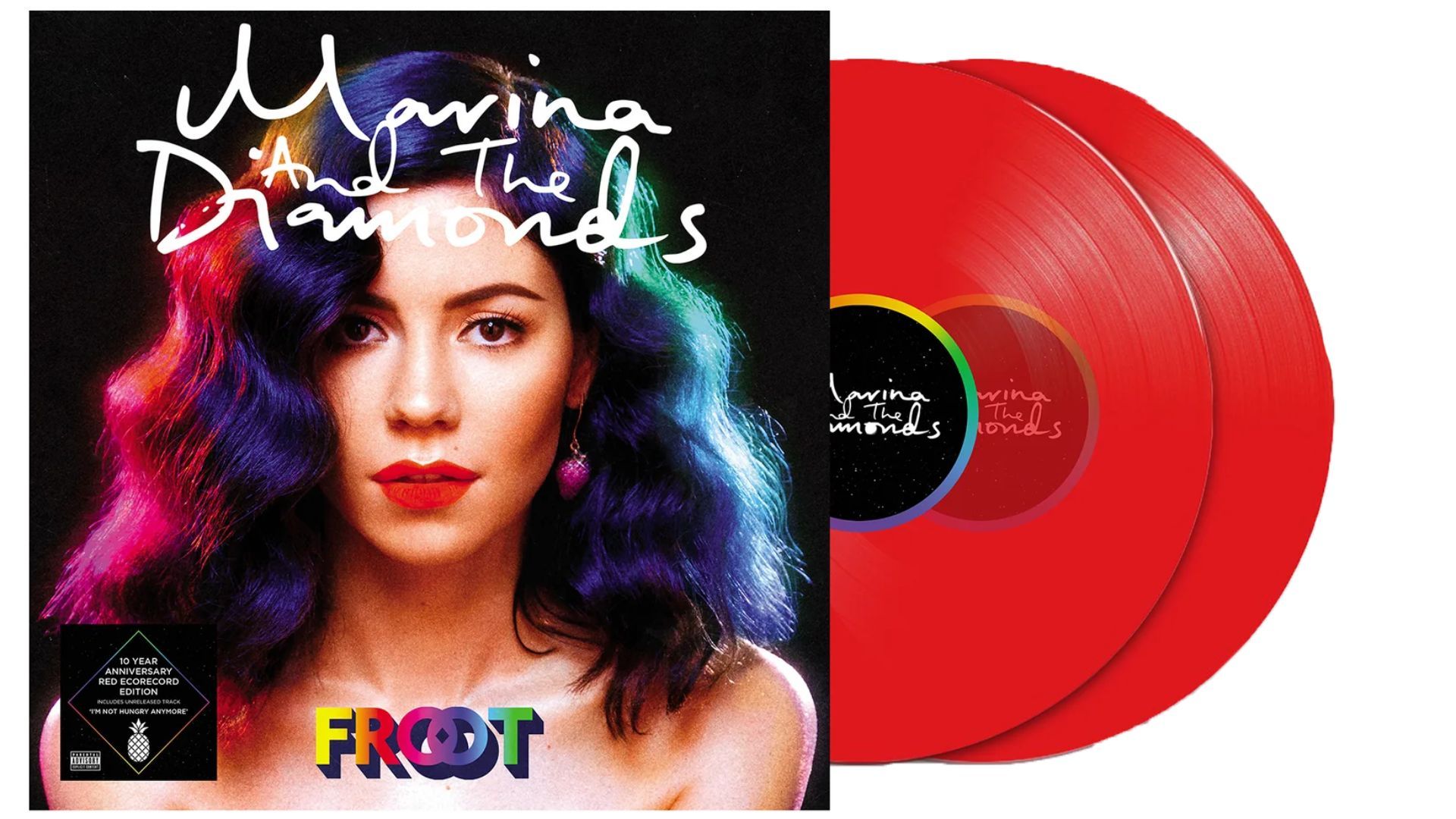 MARINA FROOT Limited Edition Red 2LP EcoRecord 10 Year Anniversary Edition (Image via Marina Official Merch)