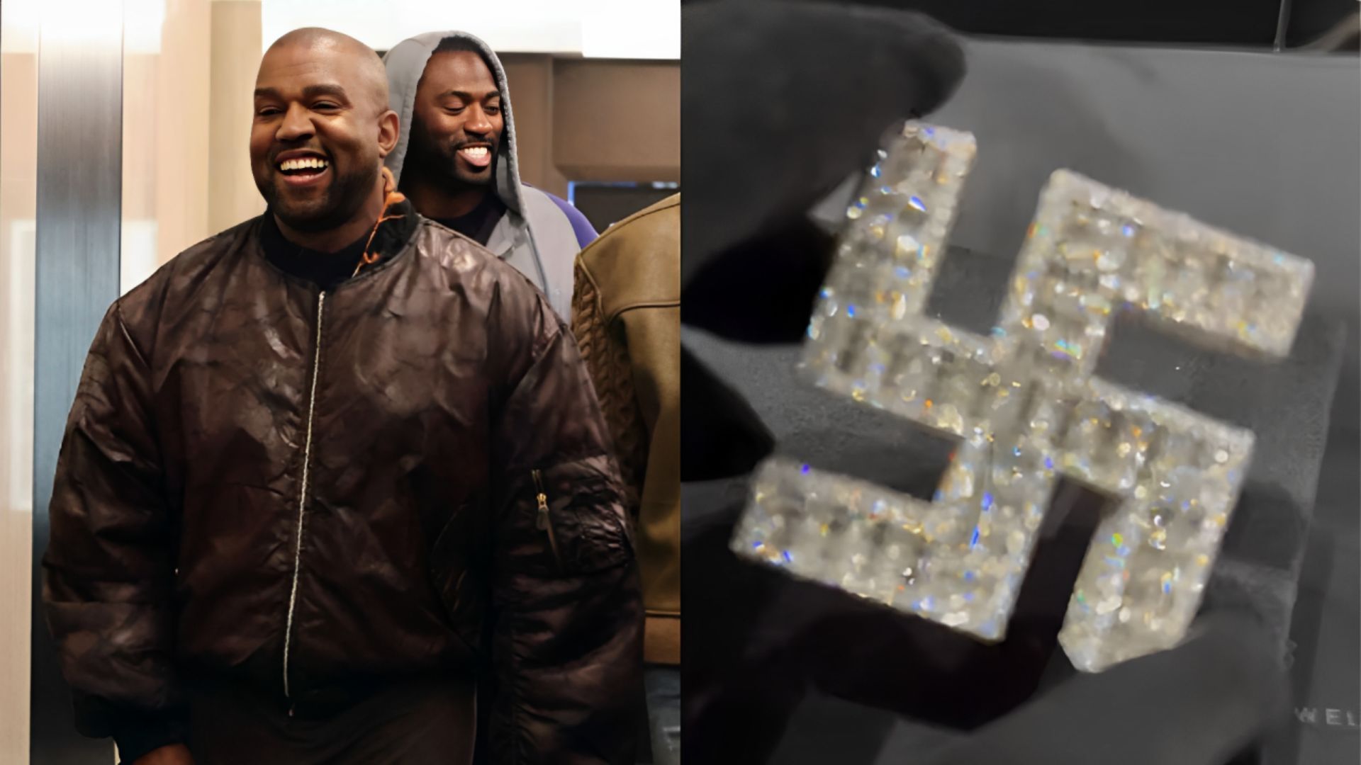 Fans react to Kanye West revealing Swastika jewel, seemingly a pendant (Image via Getty/X/@kanyewest)