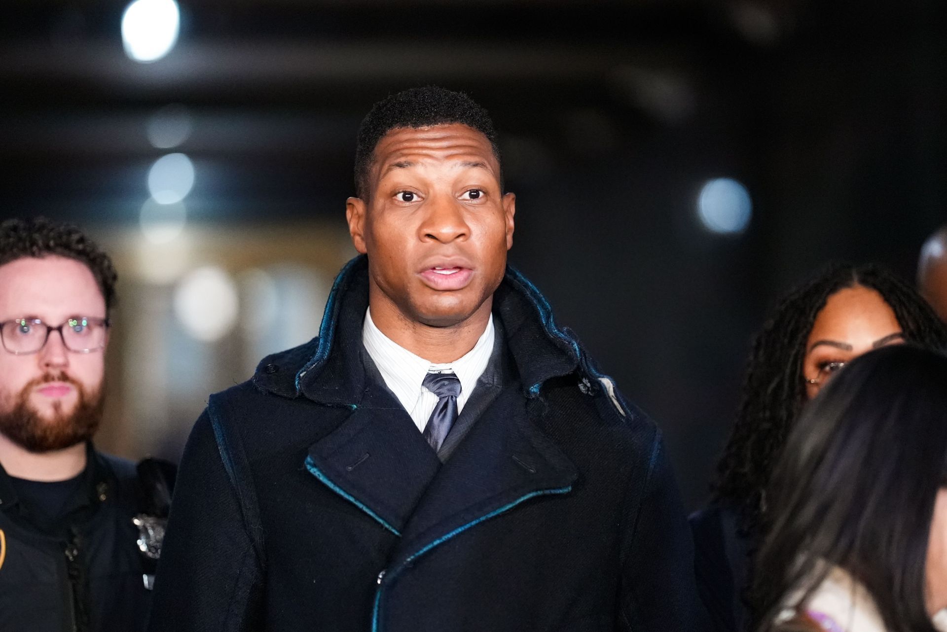 Actor Jonathan Majors Arrives At Court For Closing Arguments In Domestic Violence Trial - Source: Getty