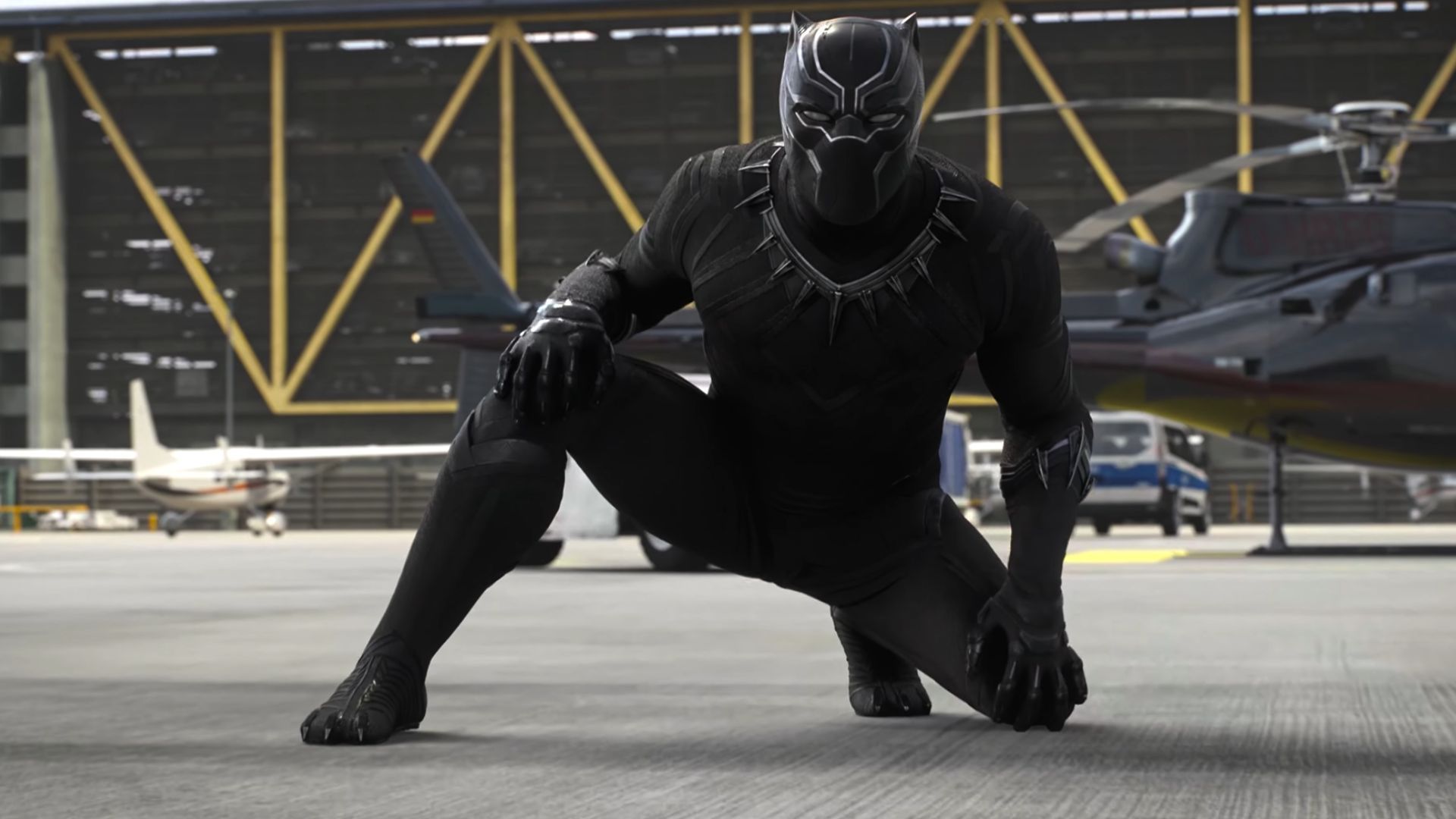 Black Panther during the hanger fight in Civil War