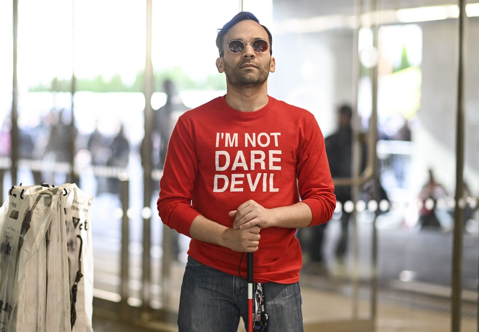 A cosplayer poses as Matt Murdock during day 4 of New York Comic Con on October 09, 2022 in New York City. | Image via: Getty