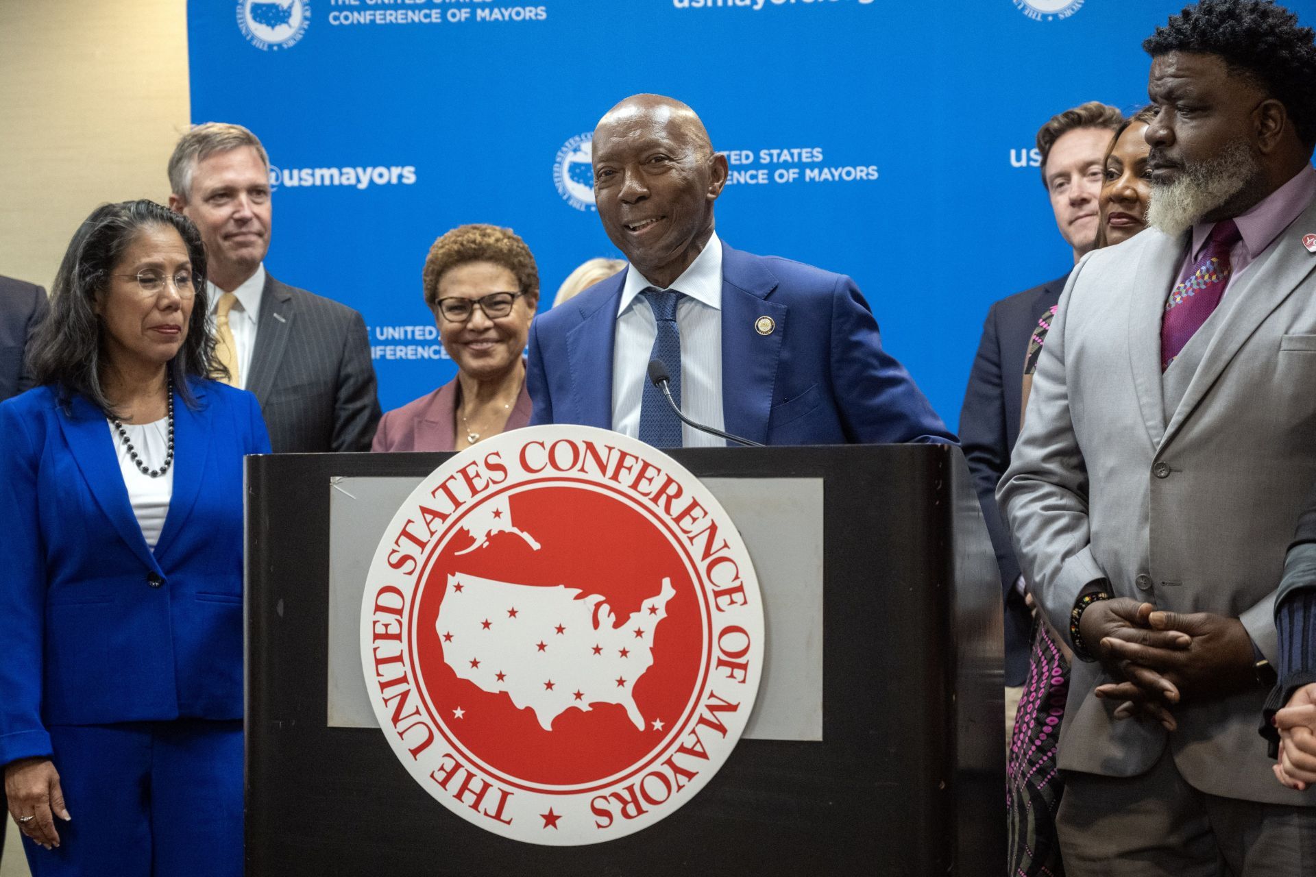 U.S. Conference of Mayors in Los Angeles press conference - Source: Getty