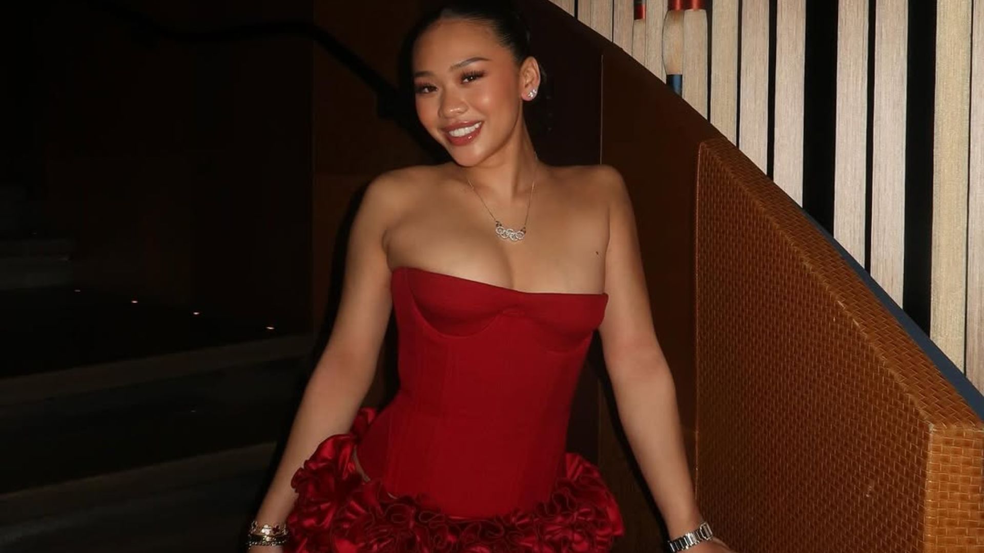 The 22-year-old&#039;s birthday dress featured a ruffled skirt, a tight bodice, and a low neckline (Image via Instagram/@SunisaLee)