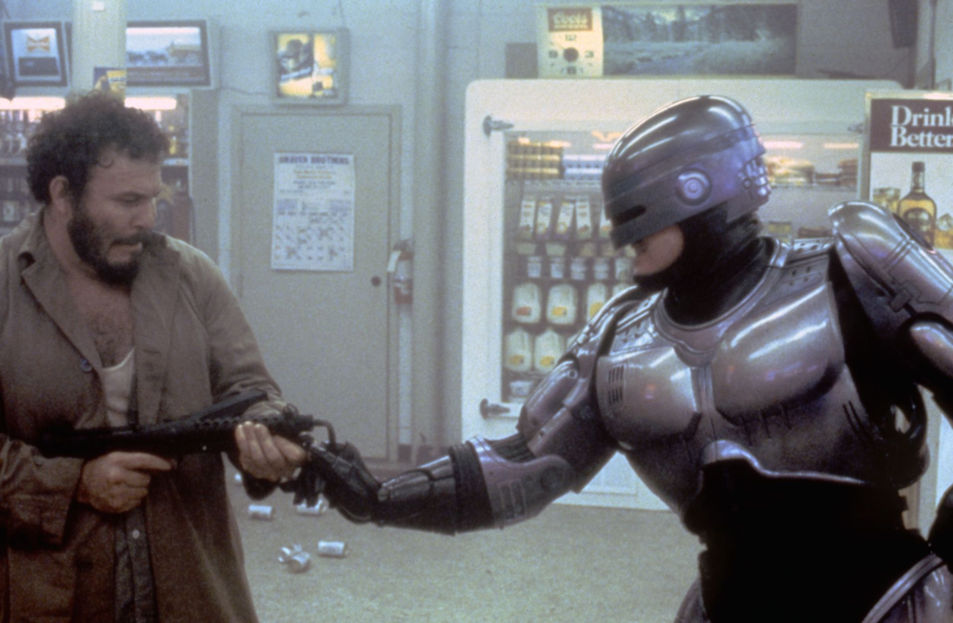 American actor Peter Weller (Robocop) on the set of RoboCop | IMage via: Getty