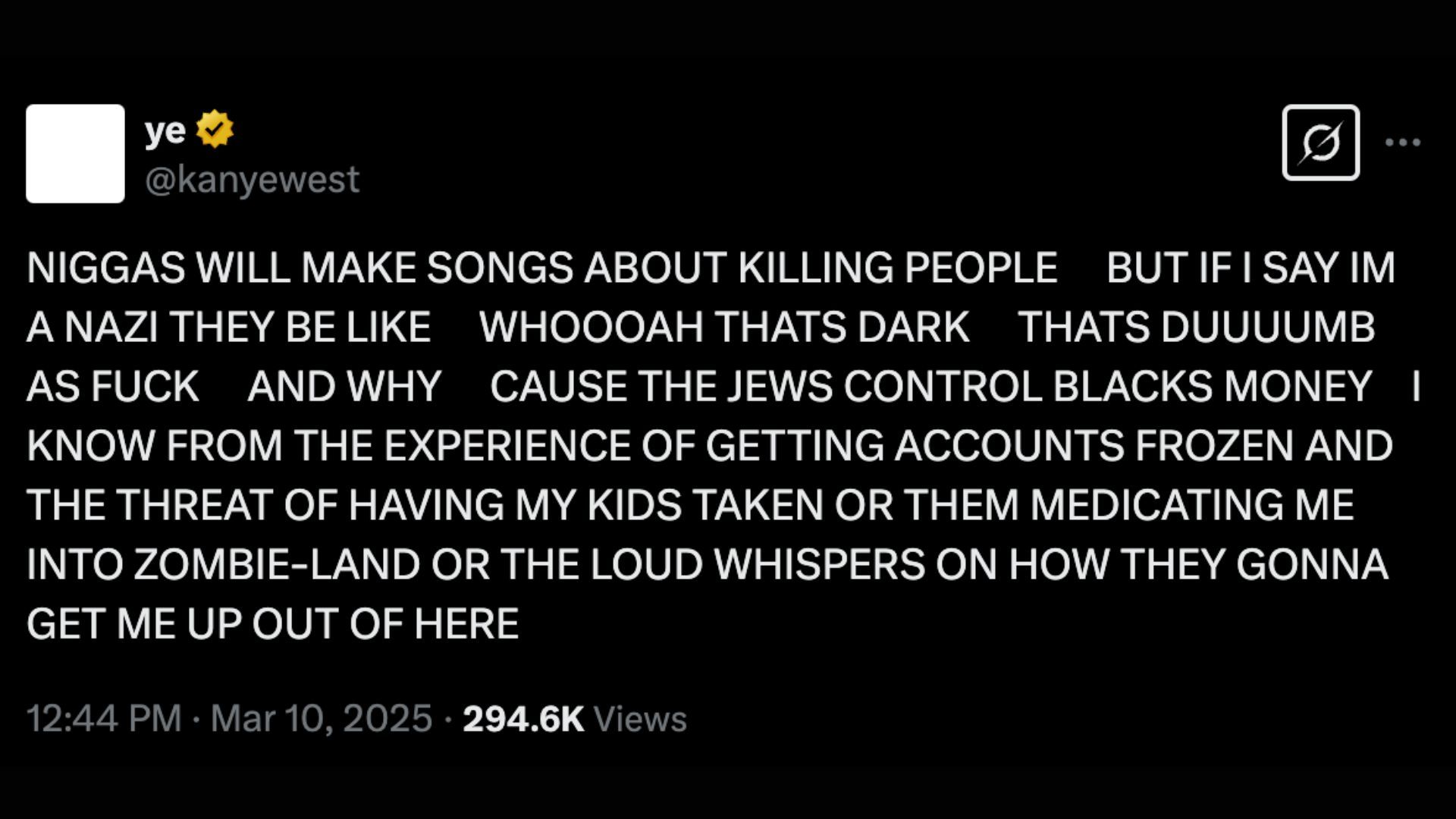 Screenshot via X / @kanyewest