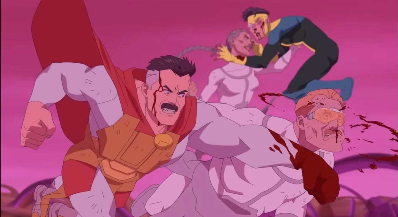 Omni-Man and Invincible vs the Vultrimites(Image via X/@thebestfromtv)