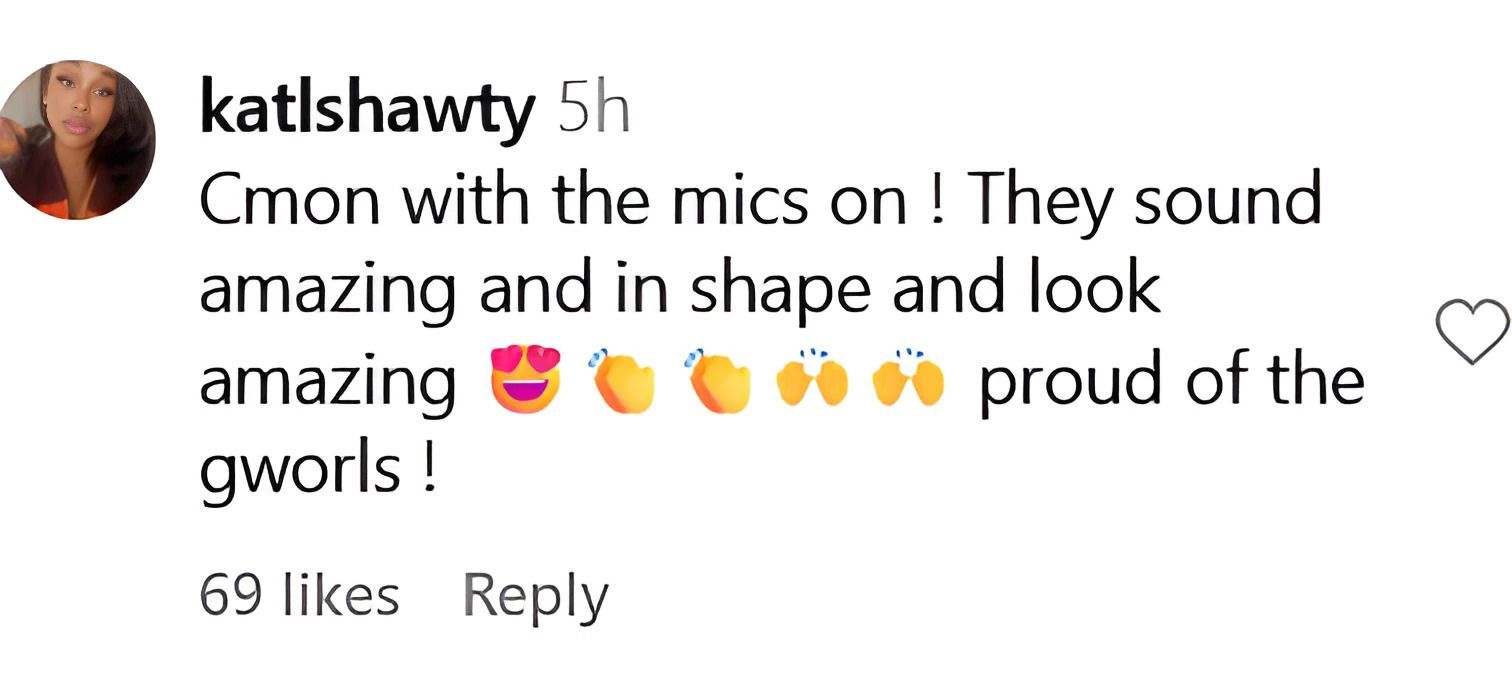 Another user compliments the two for being &quot;in shape&quot; (Image via @katlshawty on Instagram)