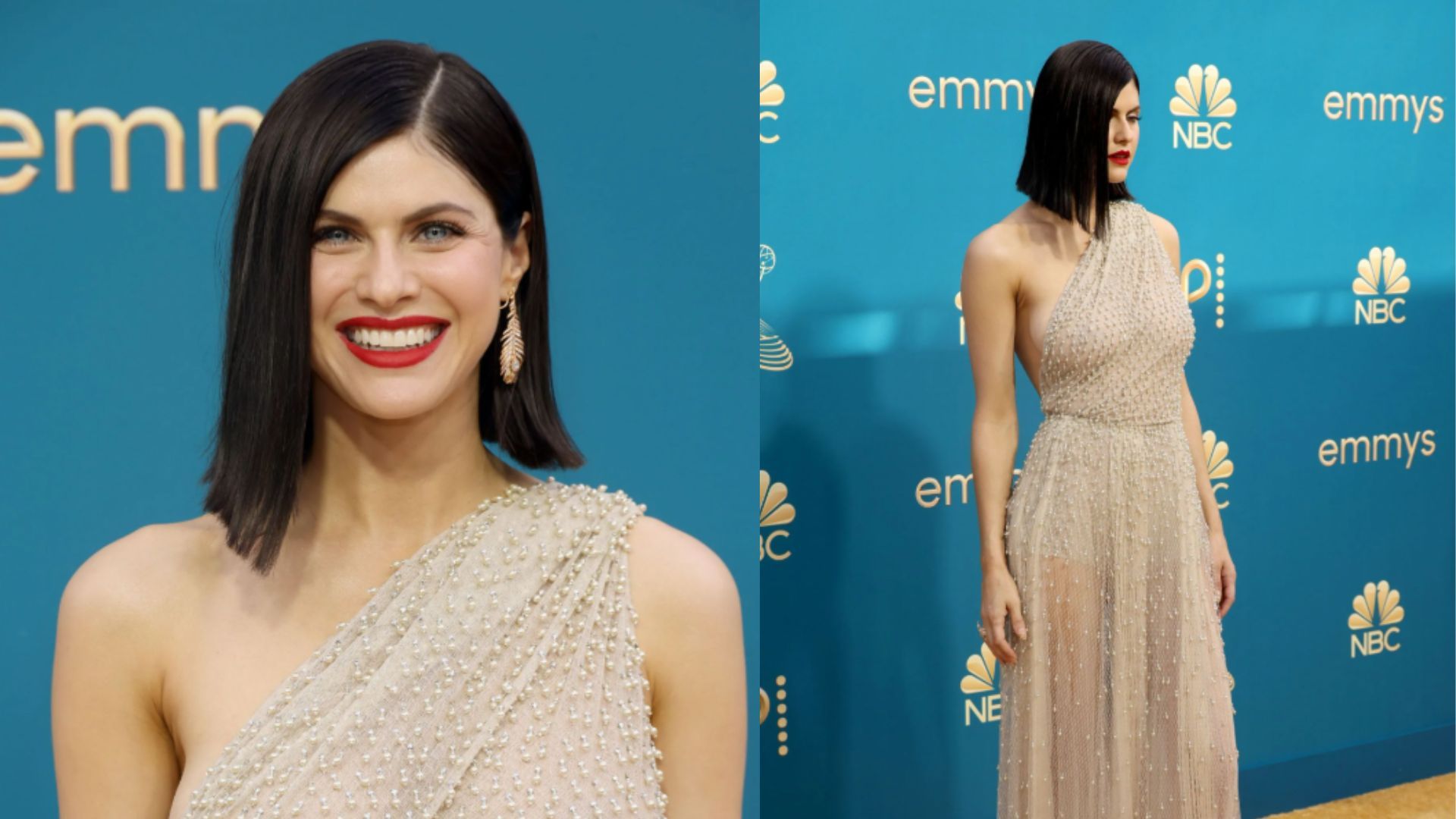 2022 Emmys: Dior gold beaded dress (Image via Getty)