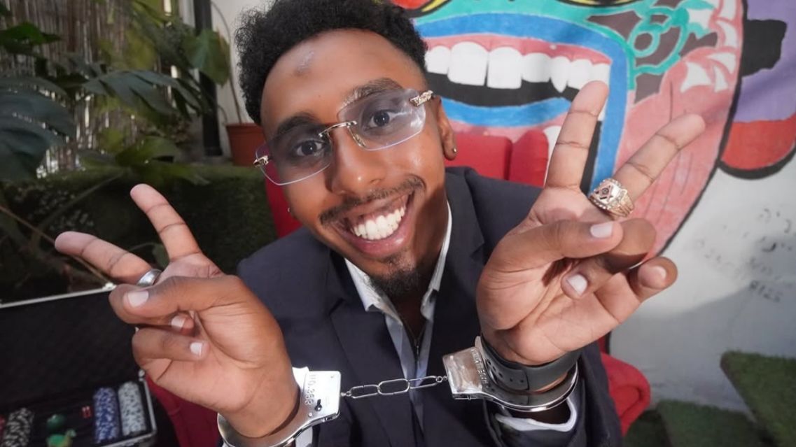 Johnny Somali posing after being arrested - via Johnny Somali