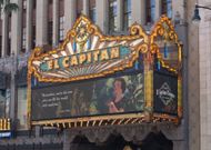 Disney's El Capitan Theatre with its updated marquee displaying inspiring messages from Disney characters (Source: Getty)