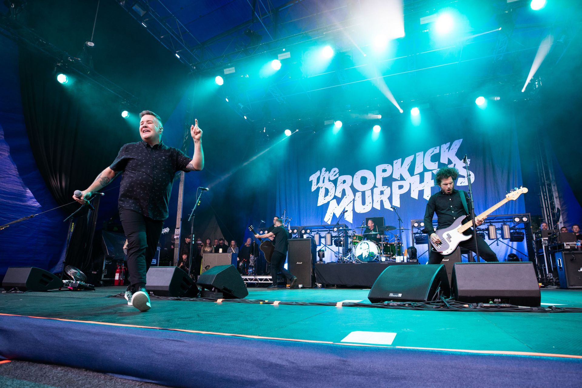 Ken Casey, Kevin Rheault, Matt Kelly and Jeff DaRosa of Dropkick Murphys perform at Iveagh Gardens on July 07, 2024, in Dublin, Ireland. (Photo by Kieran Frost/Redferns)