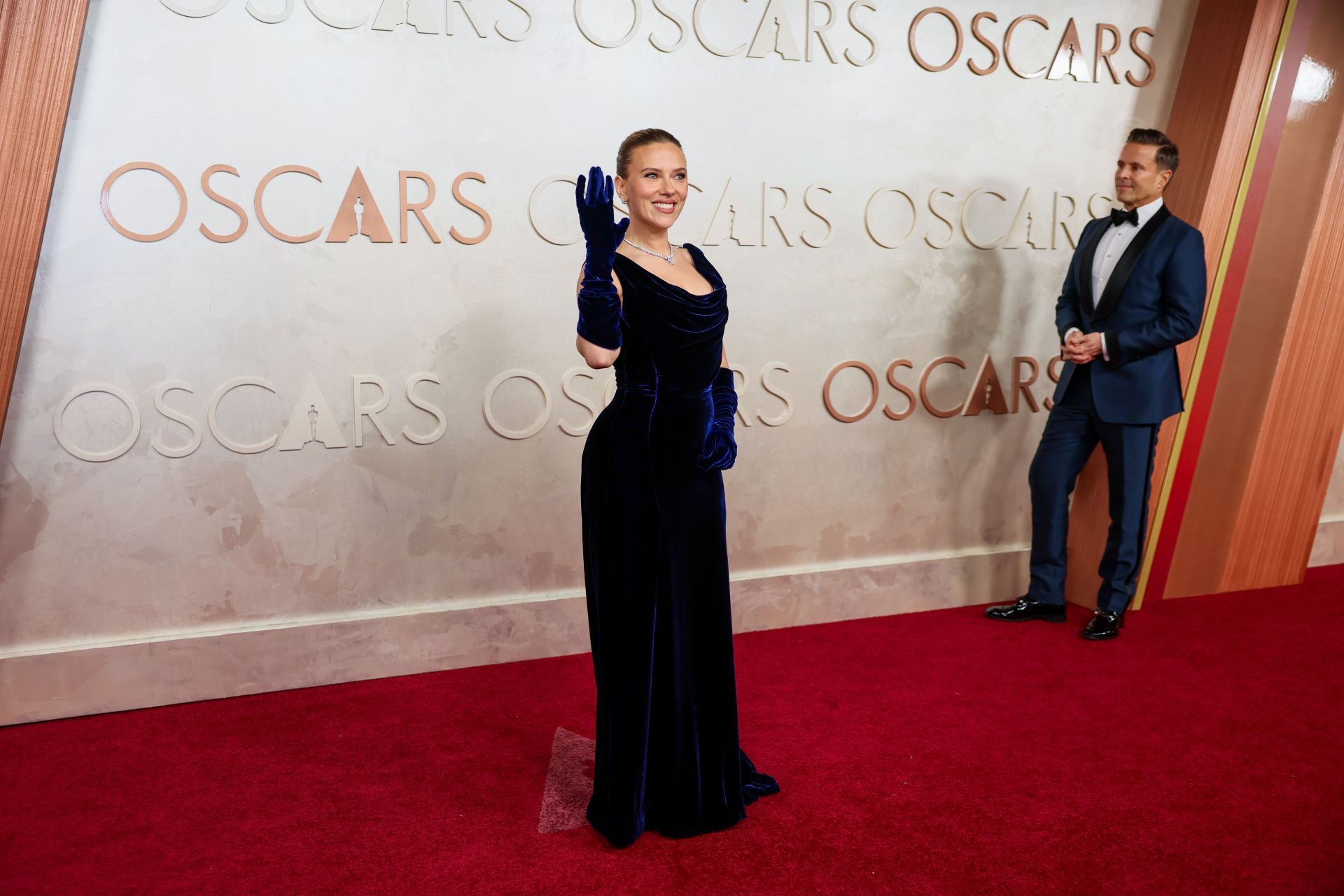 Scarlett Johansson (Natasha Romanoff) on the red carpet at the 97th Academy Awards (Oscars) at the Dolby Theatre on March 2, 2025 in Los Angeles, CA. | Image via: Getty