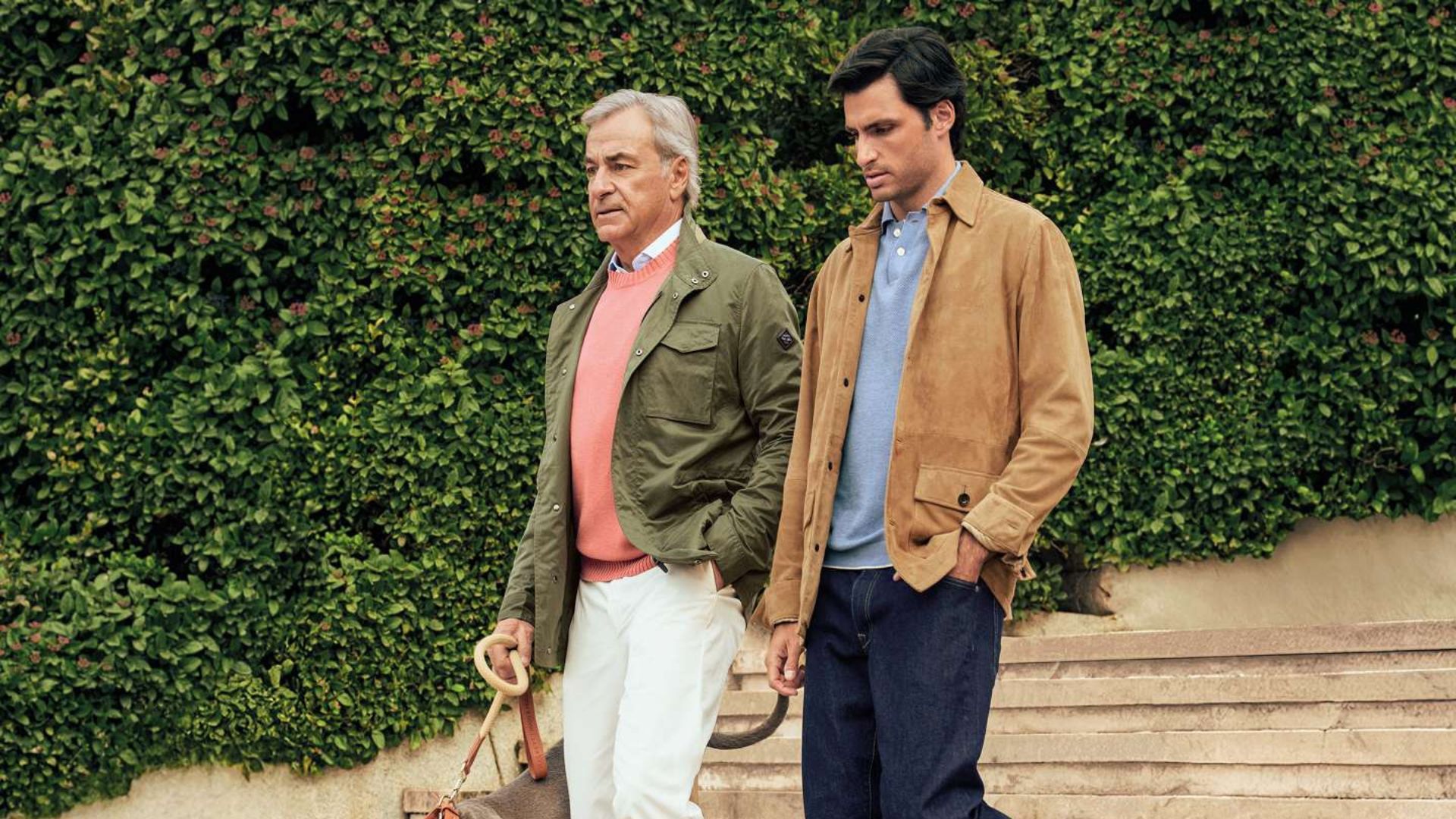 Fans react as Formula 1 Racer Carlos Sainz poses with his father in the recent Hackett Spring 2025 campaign  (Image via Hackett London)