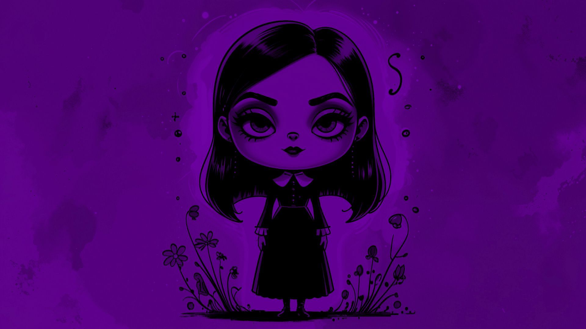 Original fan art of Wednesday Addams by Beatrix Kondo of Soap Central