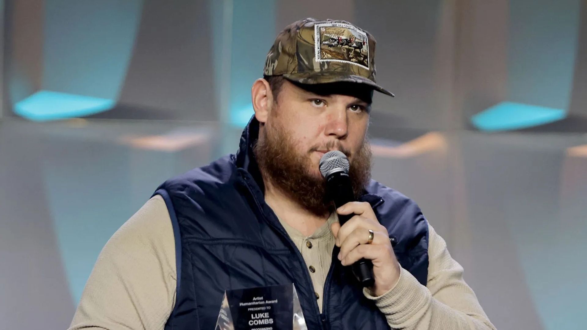 Luke Combs receives and award at an Artist Interview during the CRS 2025 at Omni Nashville Hotel on February 21, 2025 