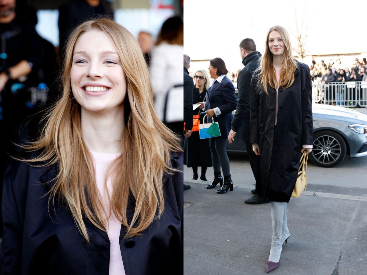 Hunter Schafer at the Prada fashion show (Image via Getty)