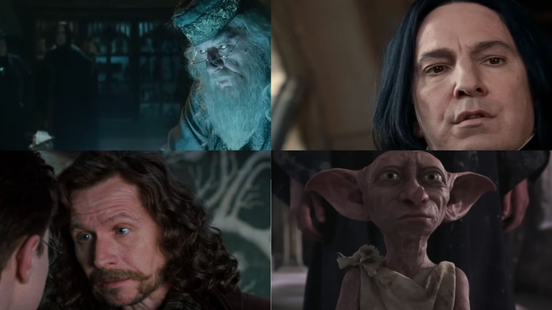 Dumbledore, Dobby, Snape, Sirius Black | Image Via: Warner Bros. Pictures