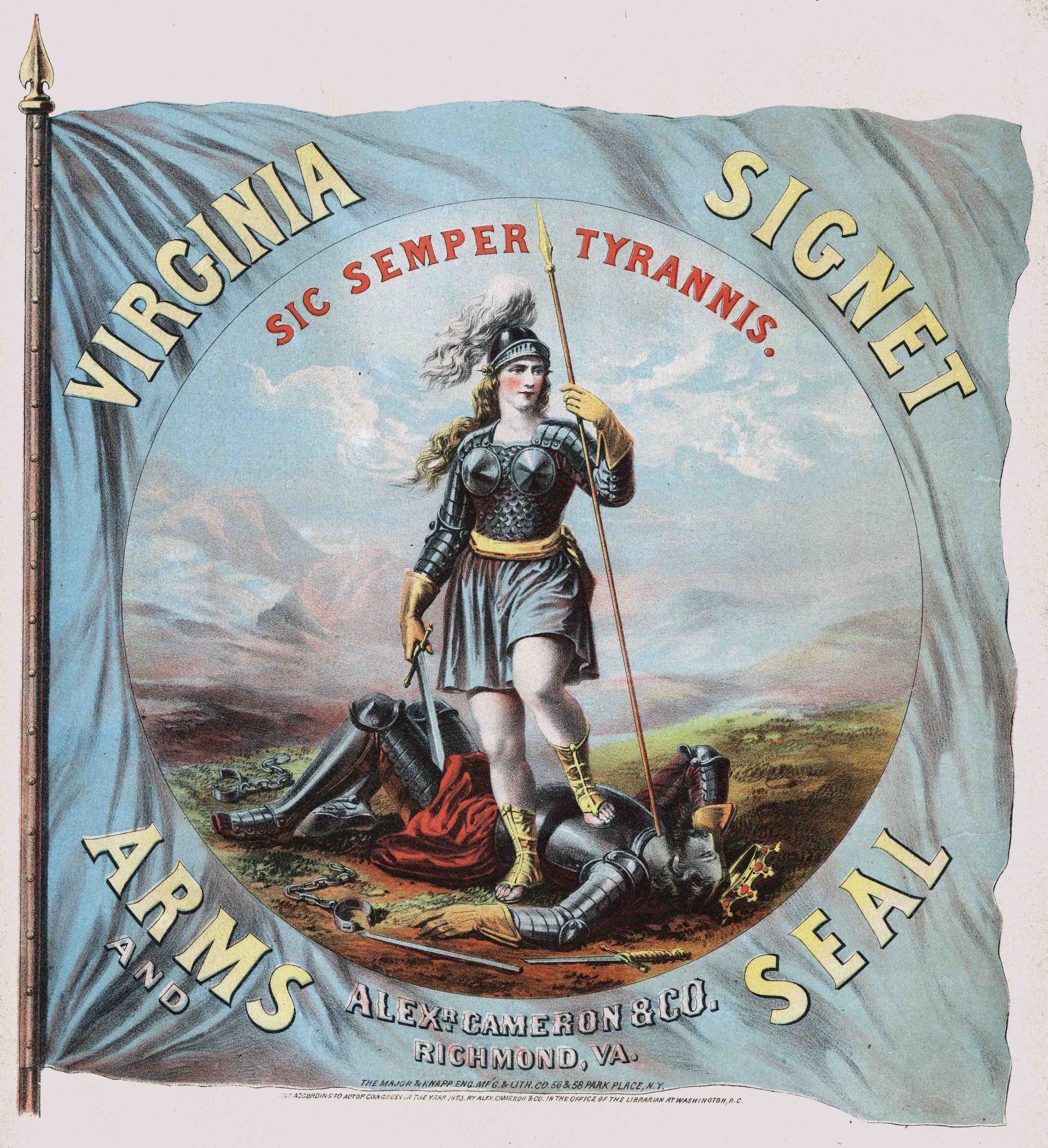 A tobacco crate label entitled &#039;Virginia Signet Arms and Seal&#039; was printed in 1873 in Richmond, Virginia. | Image via: Getty