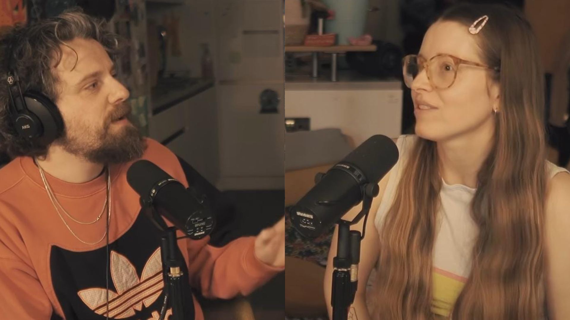 Comedian Aflie Brown and actress Jessie Cave speak on their &quot;Before we break up again&quot; podcast. (@instagram/beforewebreakupagain)