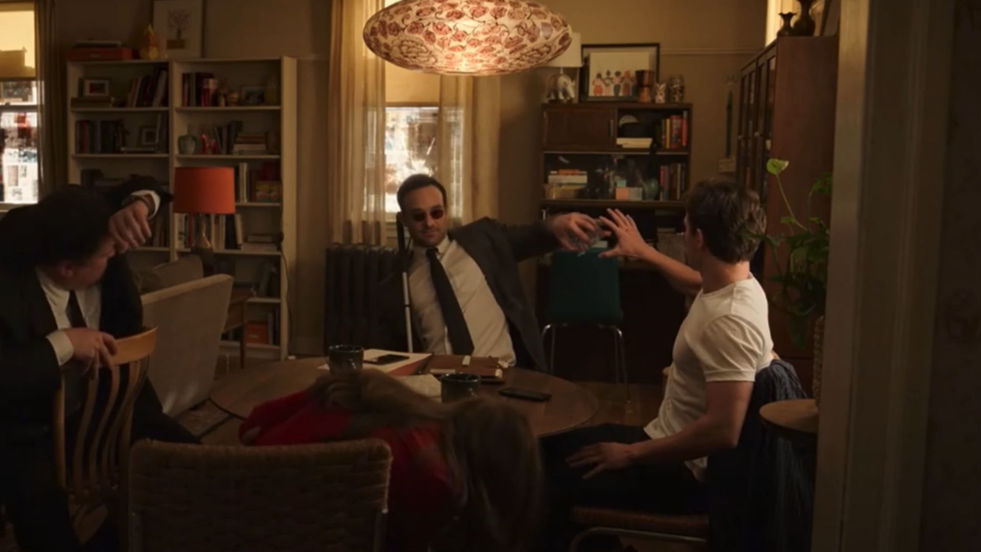 Matt Murdock, aka Daredevil, catches an object without seeing it in No Way Home