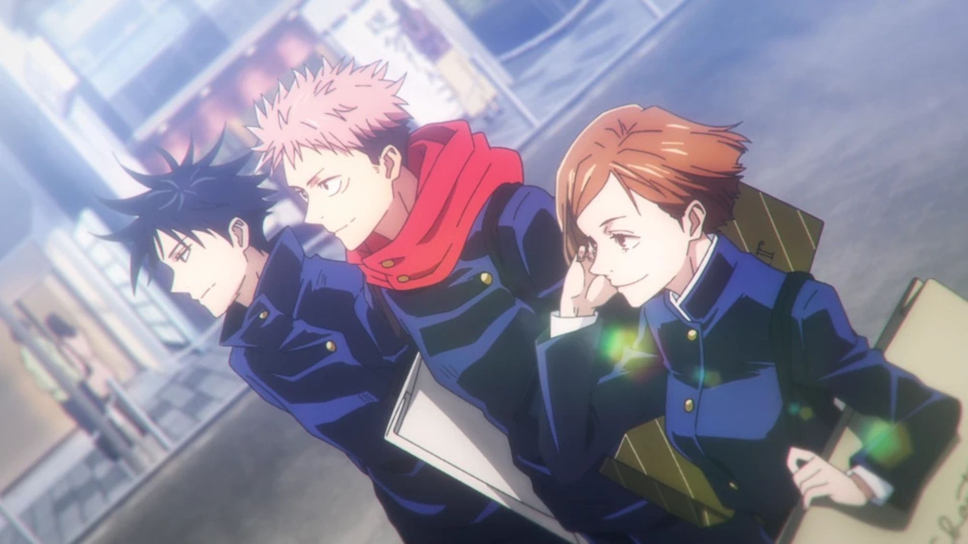 Megumi, Itadori and Nobara as seen in the Jujutsu Kaisen anime (Image credit: Studio Mappa)