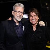 Christopher McQuarrie and Tom Cruise attend the Paramount Pictures 2025 CinemaCon Footage Presentation at The Colosseum at Caesars Palace in Las Vegas - Source: Getty
