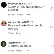 Fans react as Travis Scott teases fans with the JackBoys 2 release date. (Image via Instagram/@bars)
