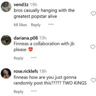 Fans react to Finneas' post. (Image via Instagram/@finneas)