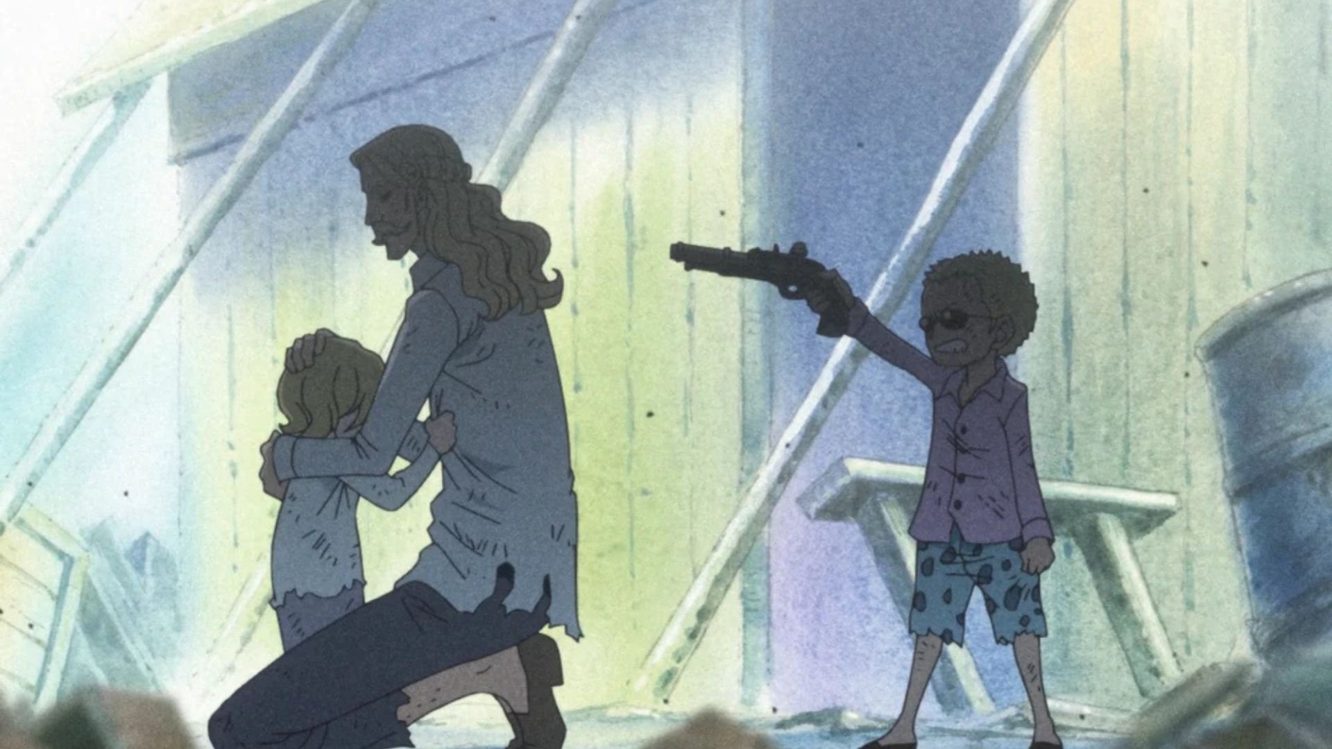 Doflamingo kills his father as seen in the One Piece anime (Image credit: Toei Animation)