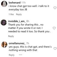 Fans' reaction to Justin Bieber's post. (Image via Instagram/@justinbieber)