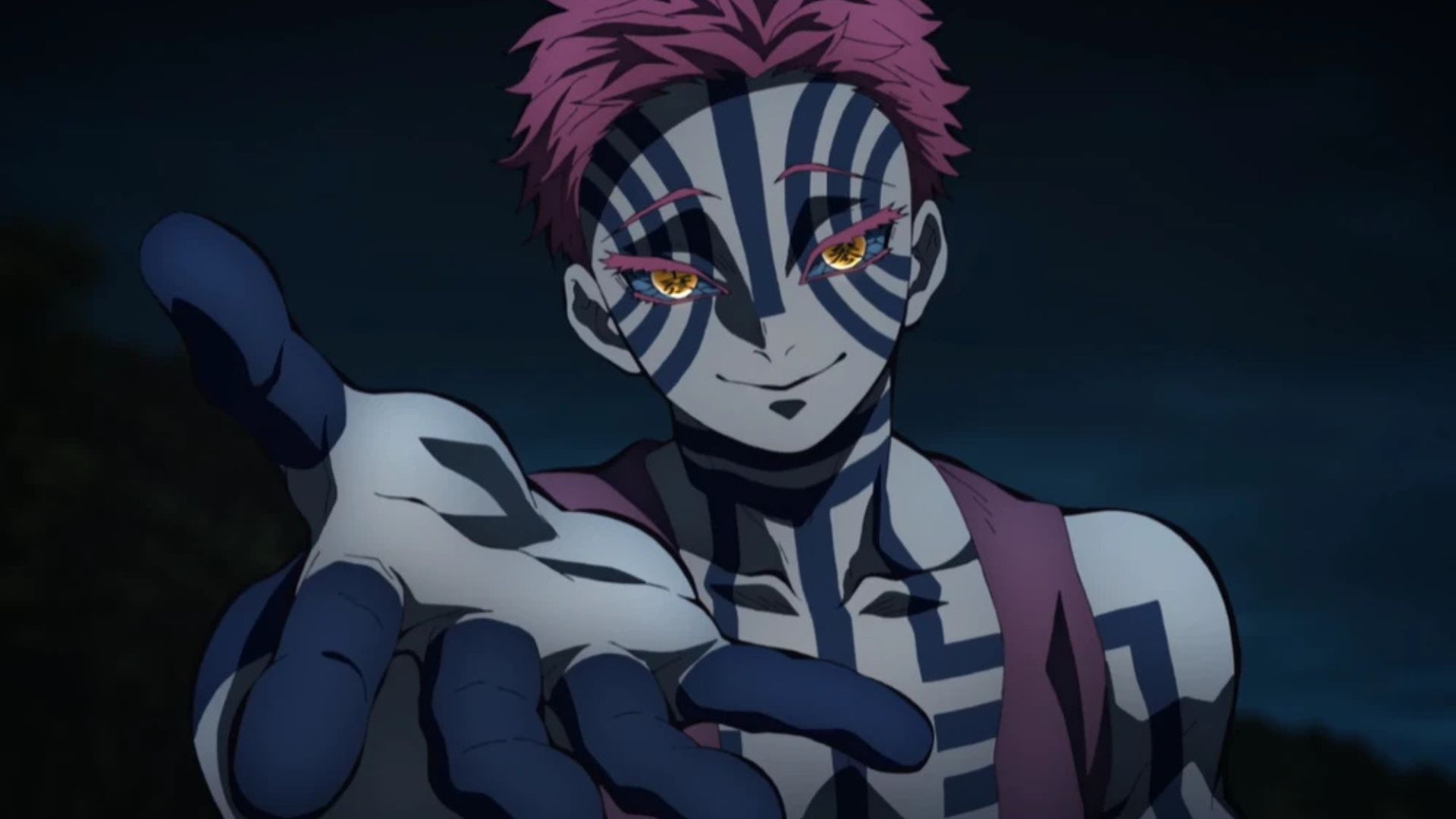 Akaza, one of the Demon Slayer characters, as seen in anime (Image credit: Studio Ufotable)