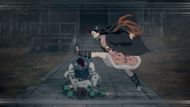 Nezuko helps Tanjiro fend off demons (Image via Ufotable)